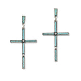 108069, WESTERN CROSS TURQUOISE STONE ACCENT DANGLE EARRING