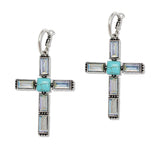 108119, CROSS RHINESTONE HOOP DANGLE EARRING