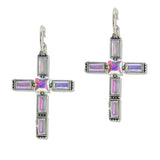 108119, CROSS RHINESTONE HOOP DANGLE EARRING