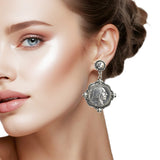 107605, WESTERN CHIEF ENGRAVED COIN DANGLE EARRING