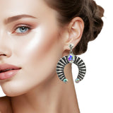 107606, WESTERN SQUASH BLOSSOM RHINESTONE ACCENT DANGLE EARRING
