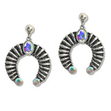 107606, WESTERN SQUASH BLOSSOM RHINESTONE ACCENT DANGLE EARRING