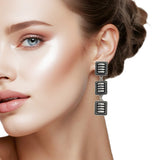 108058, WESTERN RECTANGLE TEXTURED DANGLE EARRING