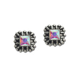 114717, WESTERN SQUARE RHINESTONE CONCHO STUD EARRINGS