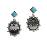 108070, WESTERN THEMED ENGRAVED ACCENT OVAL ROUND DANGLE EARRING