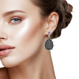108071, WESTERN THEMED ENGRAVED ACCENT TEARDROP DANGLE EARRING