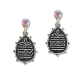108071, WESTERN THEMED ENGRAVED ACCENT TEARDROP DANGLE EARRING