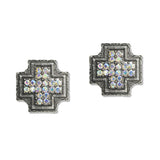 108068, WESTERN CRYSTAL RHINESTONE ACCENT CROSS STUD EARRING