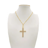 Rhinestone Pave Cross Pendant Necklace – Gold/Moonstone · SFN00098GDMST_BE SFN00098 GDMST