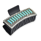 108523, WESTERN TURQUOISE ACCENT RECTANGULAR GRANDER HAIR CLAW
