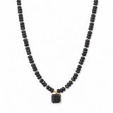 Square Stone Pendant Beaded Necklace – Gold/Black · SN1314BLK_AVT SN1314 BLK