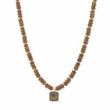 Square Stone Pendant Beaded Necklace – Gold/Brown · SN1314BRW_AVT SN1314 BRW