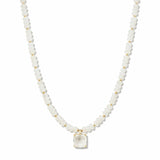 Square Stone Pendant Beaded Necklace – Gold/Clear · SN1314CRY_AVT SN1314 CRY