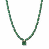 Square Stone Pendant Beaded Necklace – Gold/Emerald Green · SN1314DGRN_AVT SN1314 DGRN