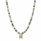 Square Stone Pendant Beaded Necklace – Gold/Grey Multi · SN1314GRYMX_AVT SN1314 GRYMX