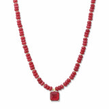 Square Stone Pendant Beaded Necklace – Gold/Red · SN1314RED_AVT SN1314 RED