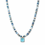 Square Stone Pendant Beaded Necklace – Gold/Turquoise Multi · SN1314TQMIX_AVT SN1314 TQMIX