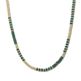 Heishi Bead Gold Tone Necklace – Gold/Green · SN1337GRN_AVT SN1337 GRN
