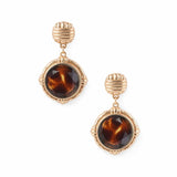 Ribbed Stud Faceted Pearl And Gemstone Drop Earrings – Mat Gold/Tortoise · TFE00055MGTOR TFE00055 MGTOR