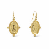 Hammered Oval Cameo Drop Earrings – Worn Gold · VE1723 WG VE1723 WG