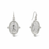 Hammered Oval Cameo Drop Earrings – Worn Silver · VE1723 WS VE1723 WS