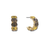 Rhinestone Cushion Stone Hoop Earrings – Gold/Brown · VE1772BRWGD_AVT VE1772 BRW-GD