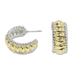 108104, 14K GOLD PLATED DESIGNER INSPIRED HOOP EARRING