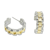 108106, 14K GOLD PLATED WATCHBAND DESIGNER INSPIRED HOOP EARRING