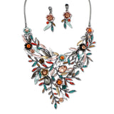 108380, FLOWER ENAMEL RHINESTONE ACCENT NECKLACE