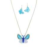 108459, BUTTERFLY GLITTER CELLULOID ACETATE LONG PENDANT NECKLACE
