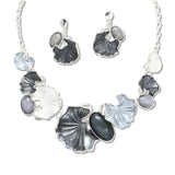 108375, LEAVES WITH OVAL ACCENT ENAMEL NECKLACE