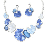 108375, LEAVES WITH OVAL ACCENT ENAMEL NECKLACE
