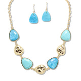 108378, GLITTER CELLULOID ACETATE ACCENT HAMMERED GEOMETRIC NECKLACE