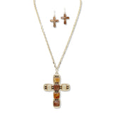 108696, CROSS GLITTER CELLULOID ACETATE LONG PENDANT NECKLACE