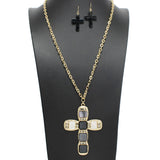 108696, CROSS GLITTER CELLULOID ACETATE LONG PENDANT NECKLACE