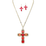 108696, CROSS GLITTER CELLULOID ACETATE LONG PENDANT NECKLACE