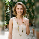 Hammered Disc and Multi Link Long Necklace on model