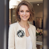 Enamel Flower Fabric Safe Magnetic Pin styled on jacket