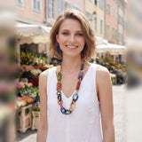 Bold Geometric Link Statement Long Necklace on model