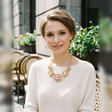 Abstract Geometric Collar Statement Necklace on model