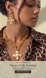 Faith and message jewelry wholesale banner - pearl cross necklace and hammered cross earrings