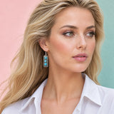 Model wearing Western Handcrafted Stone Rectangular Drop