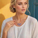 Model wearing Western Handcrafted Stone Cluster Necklace