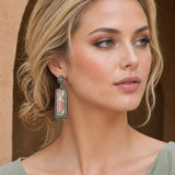 Model wearing Western Cotton Candy Stone Rectangle Drop