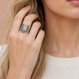 Model wearing Western Engraved Scrollwork Belt Buckle St