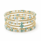 Cross Accent Multi Layered Beaded Stretch Bracelet