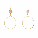 112038, STONE ACCENT HAMMERED HOOP DROP EARRINGS wholesale fashion jewelry - GOOD FEELINGS, INC